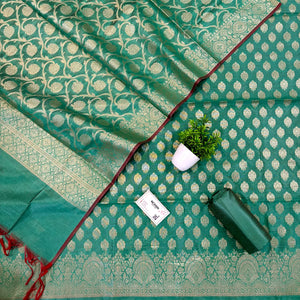 Teal Persian Buti Banarasi Silk Suit