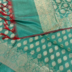 Teal Persian Buti Banarasi Silk Suit
