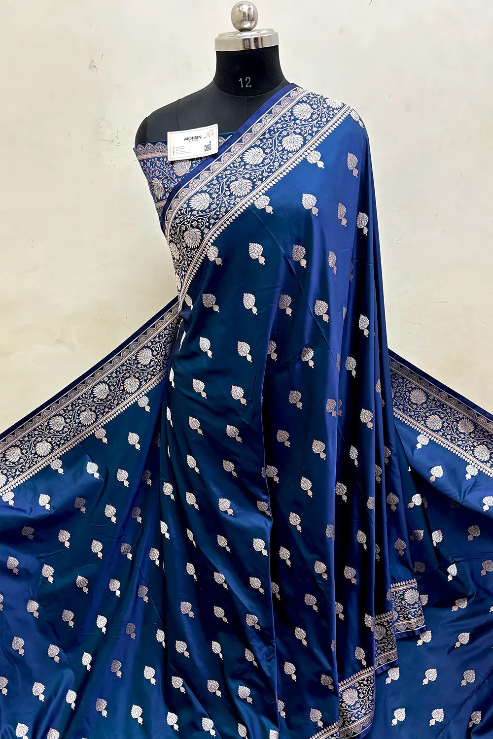 Teal Zari Katan Mashru Silk Banarasi Saree