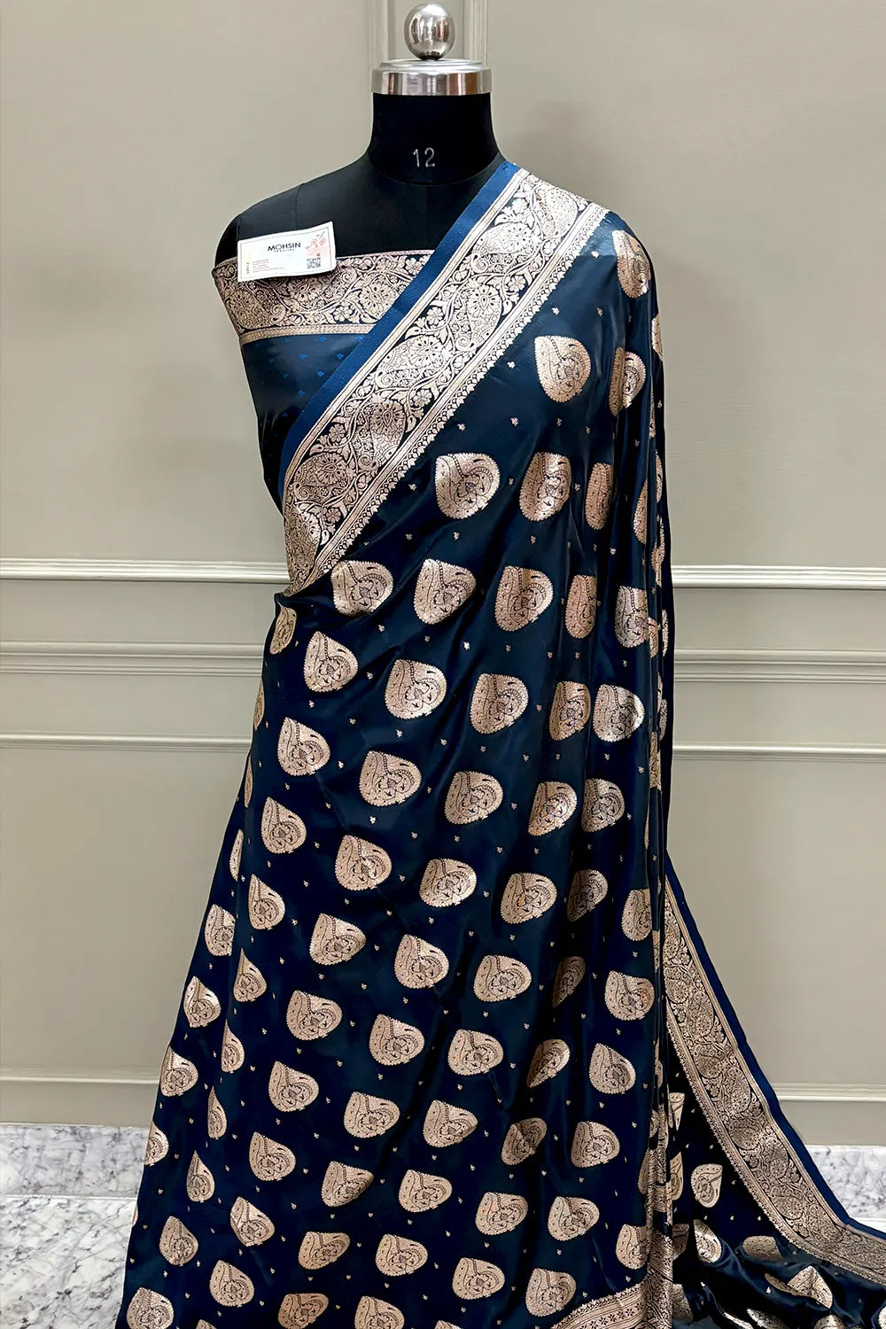 Teal Zari Katan Silk Banarasi Saree