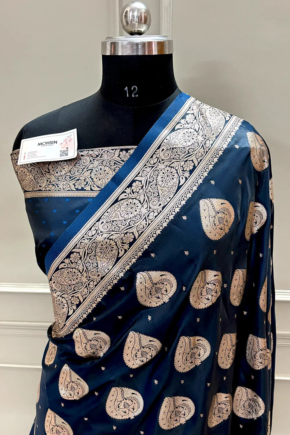 Teal Zari Katan Silk Banarasi Saree
