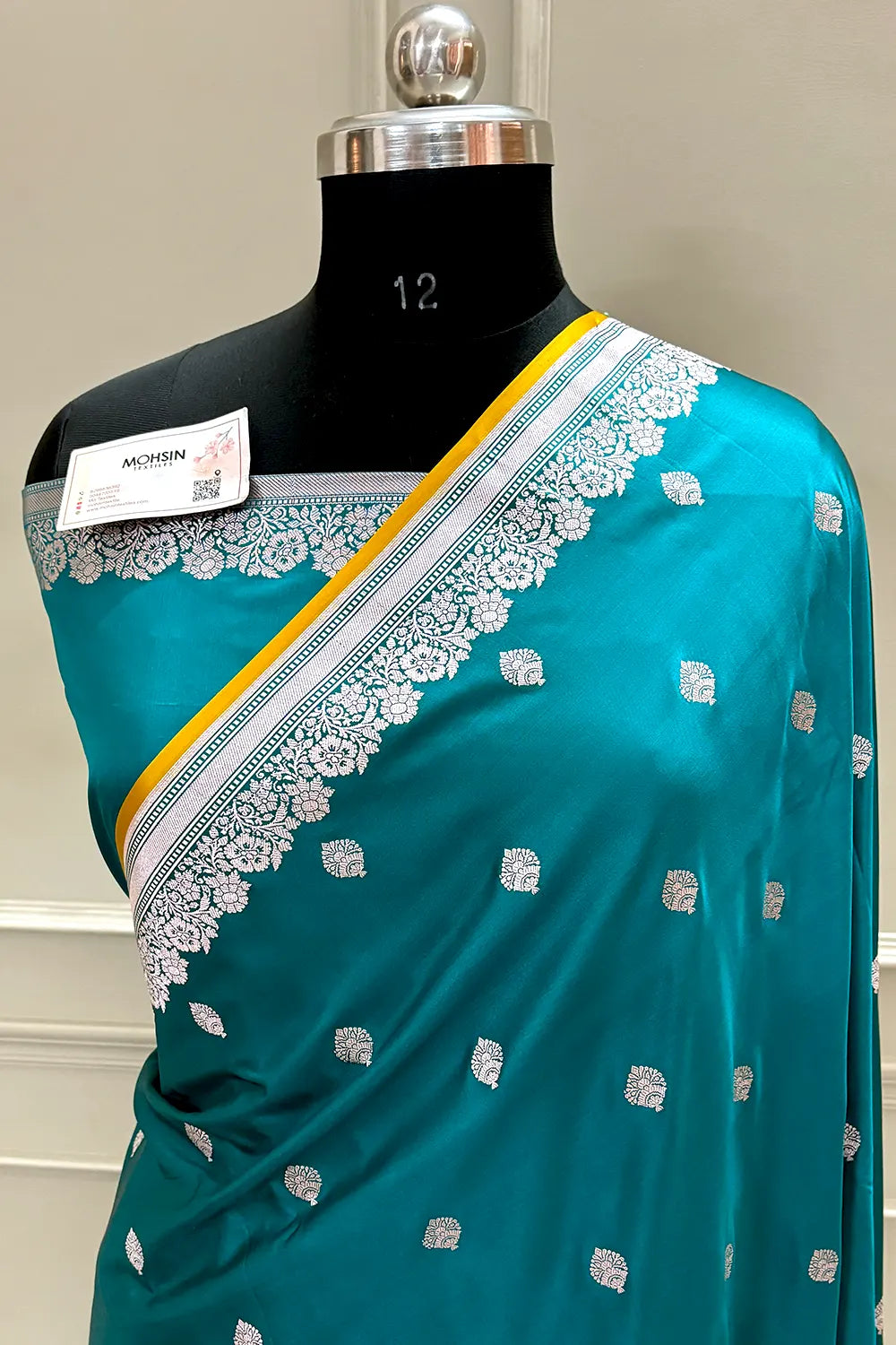 Teal Zari Katan Silk Banarasi Saree