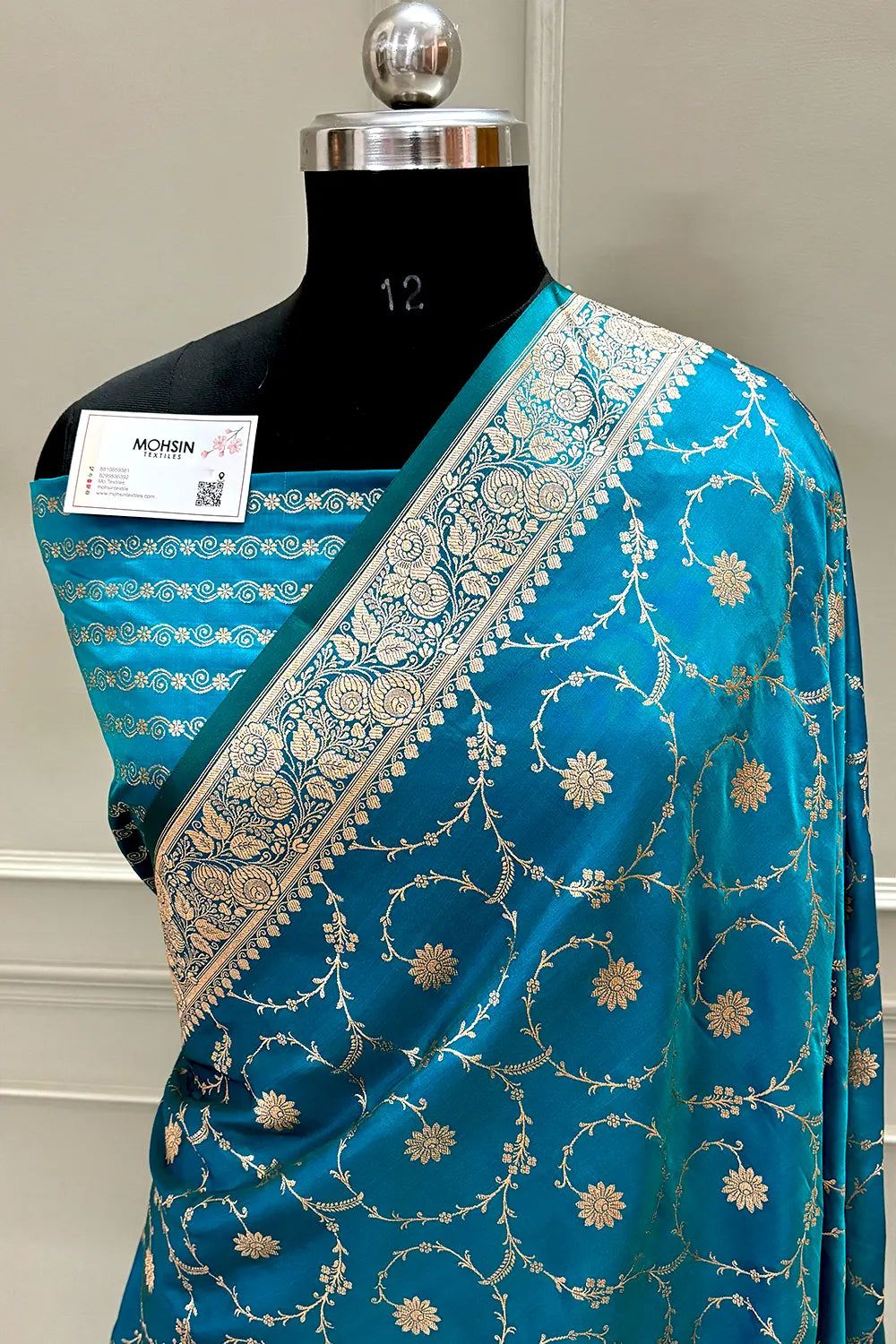 Teal Zari Katan Silk Banarasi Saree