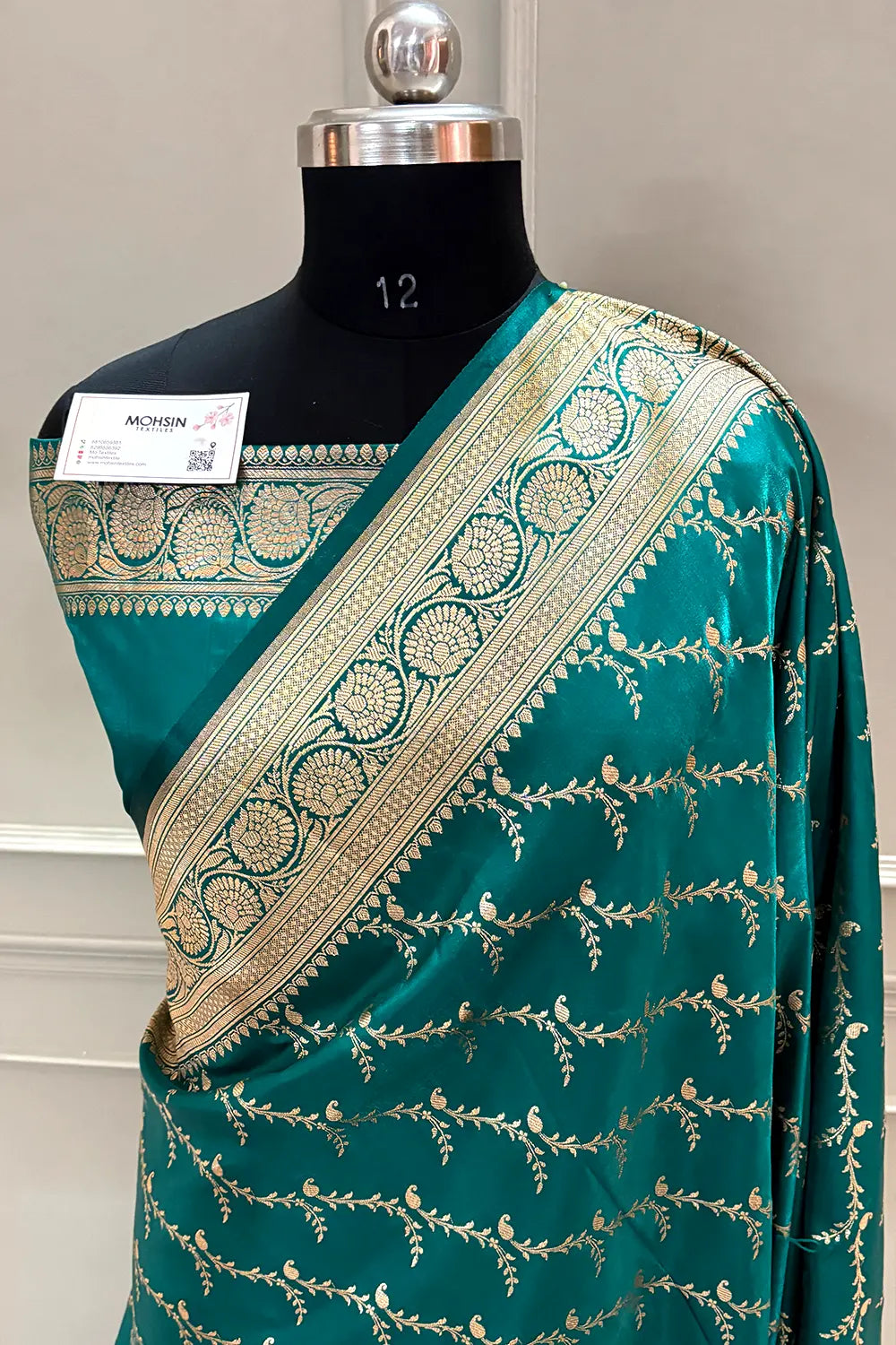 Teal Zari Katan Silk Banarasi Saree