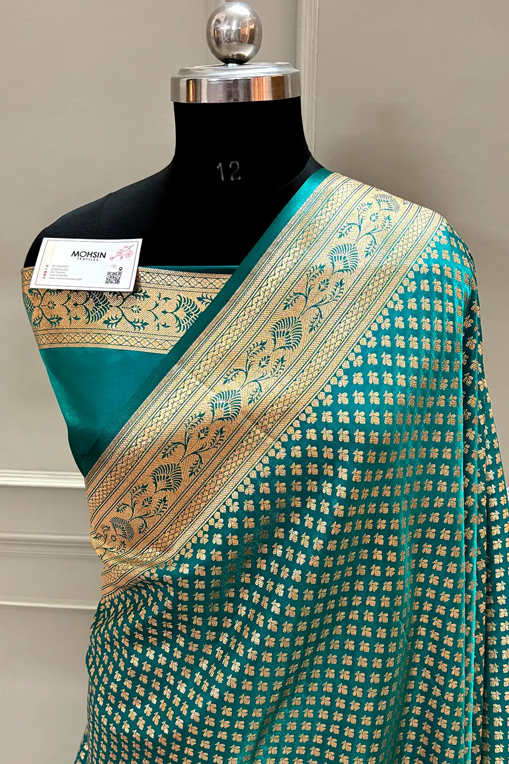 Teal Zari Katan Silk Banarasi Saree