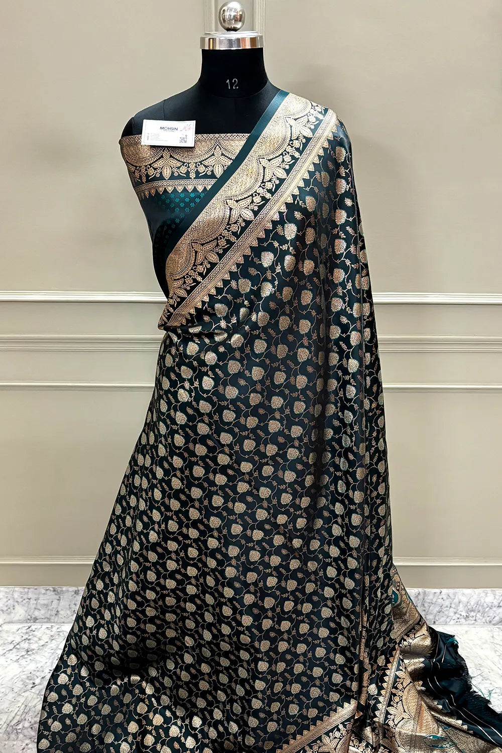 Teal Zari Katan Silk Banarasi Saree