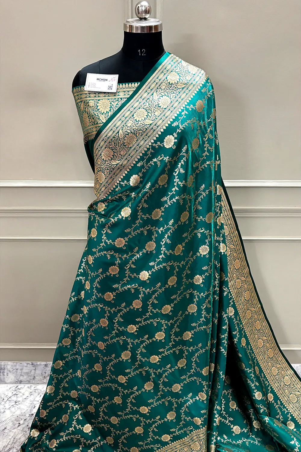 Teal Zari Katan Silk Banarasi Saree