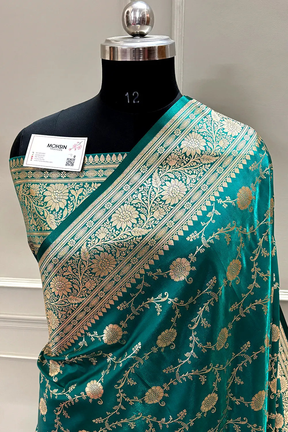 Teal Zari Katan Silk Banarasi Saree