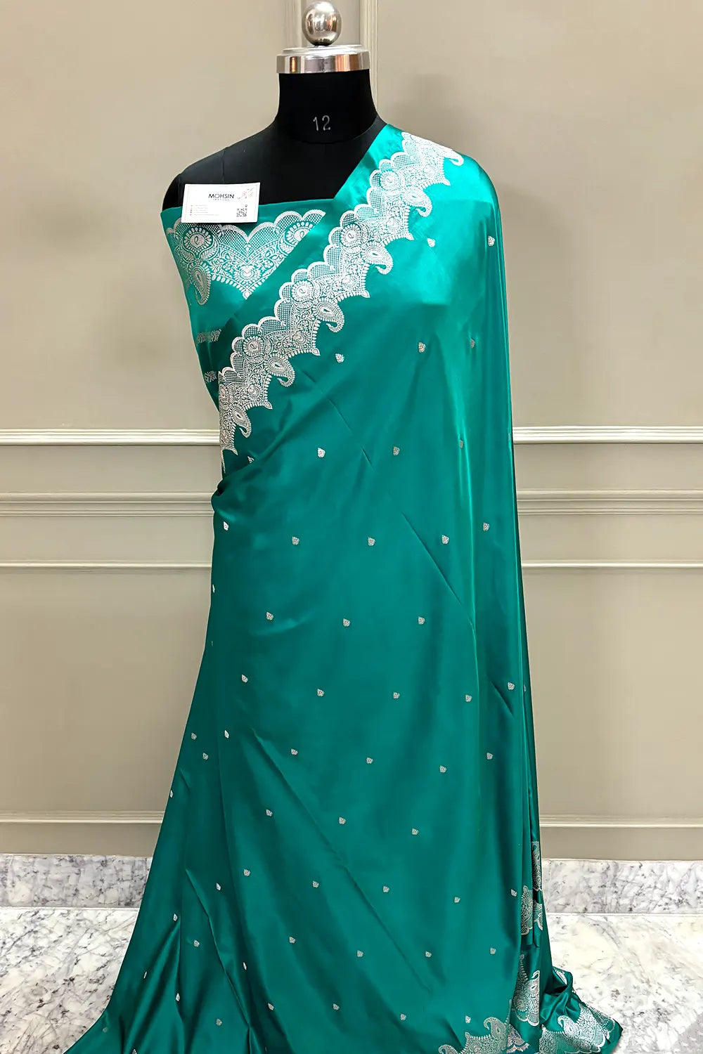 Teal Zari Katan Silk Banarasi Saree