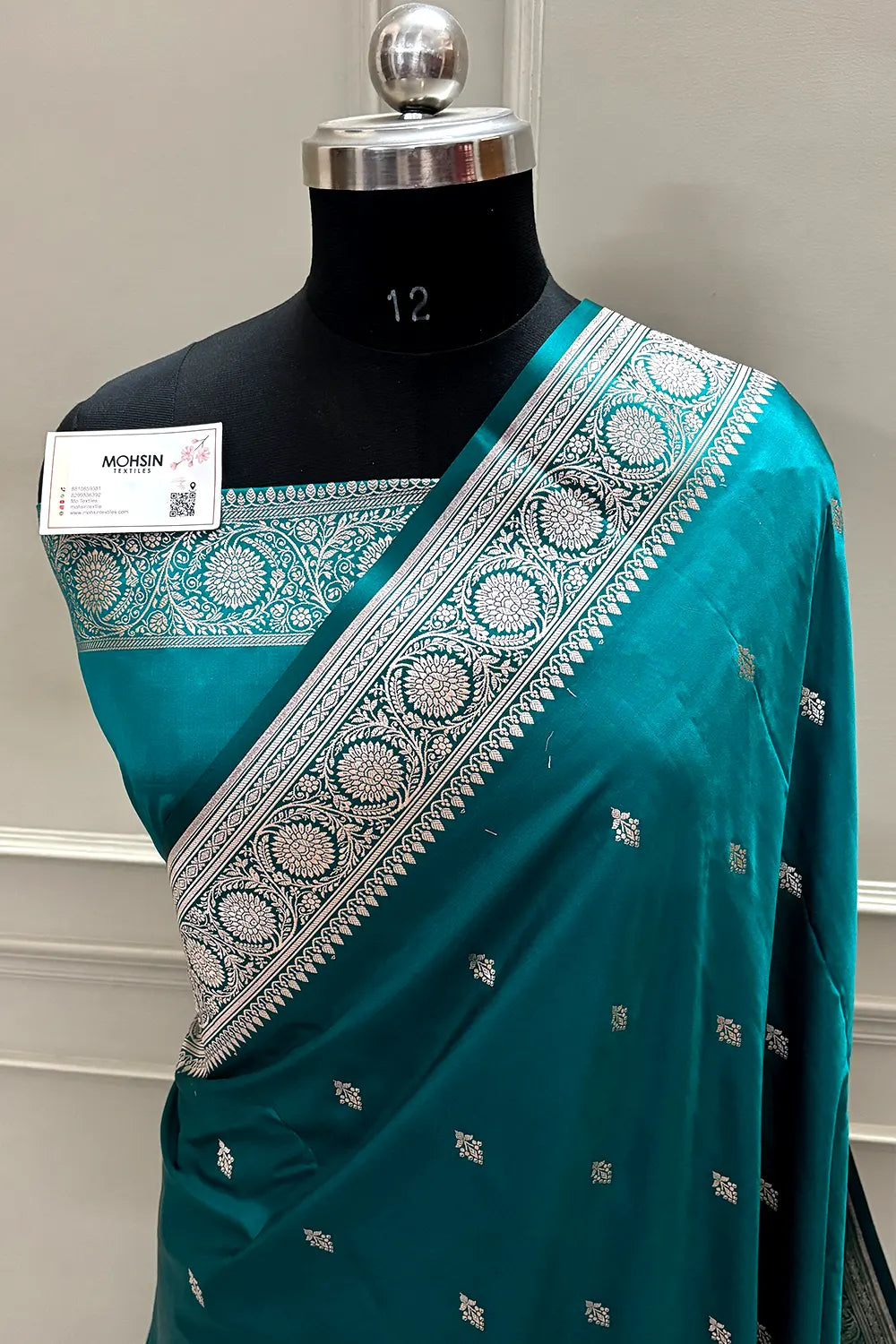 Teal Zari Katan Silk Banarasi Saree