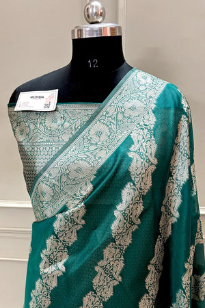 Teal Zari Silk Banarasi Saree