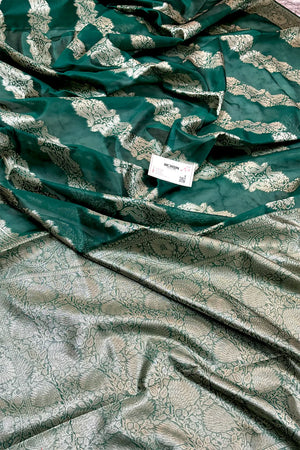 Teal Zari Silk Banarasi Saree