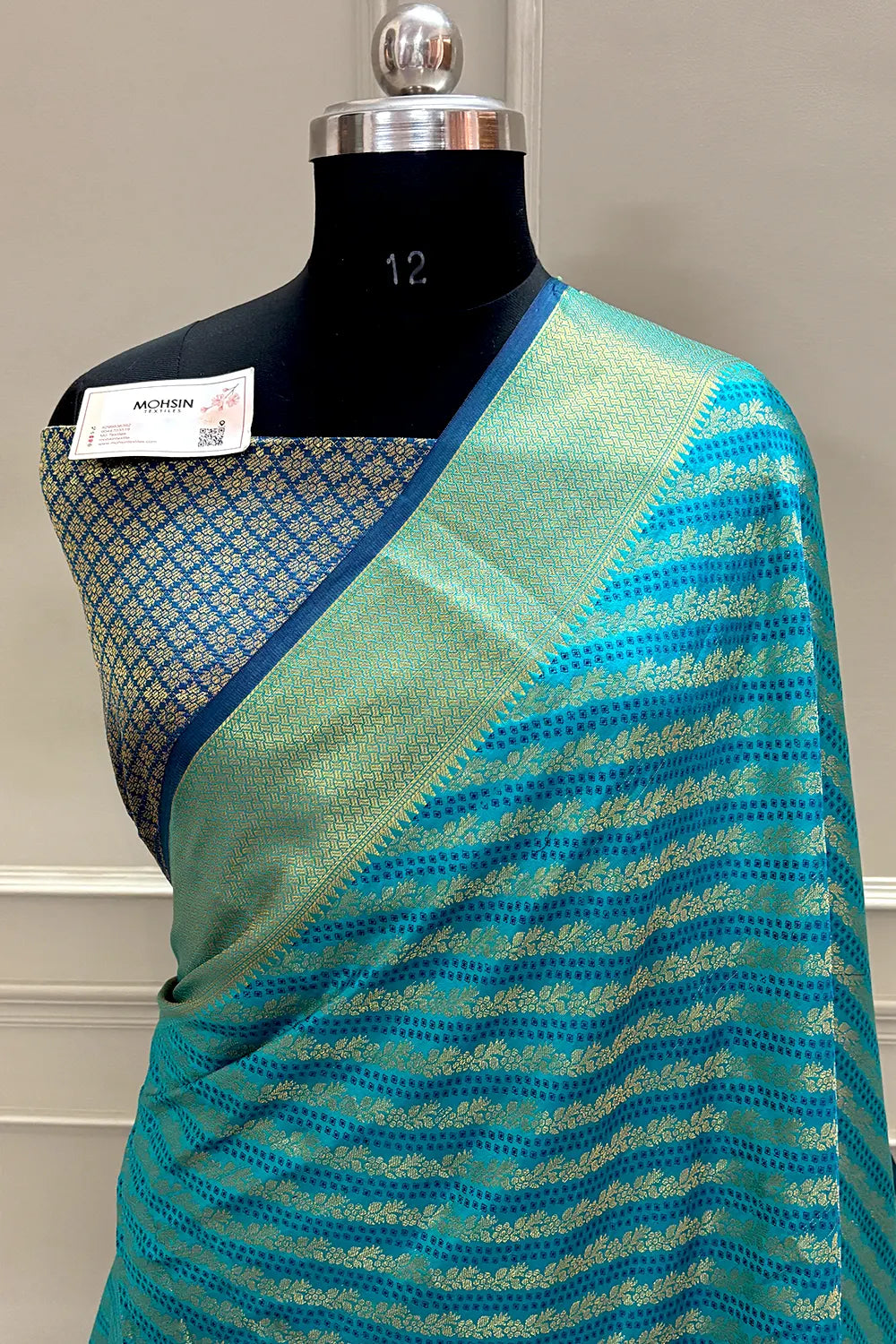 Teal Zari Silk Banarasi Saree