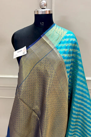 Teal Zari Silk Banarasi Saree