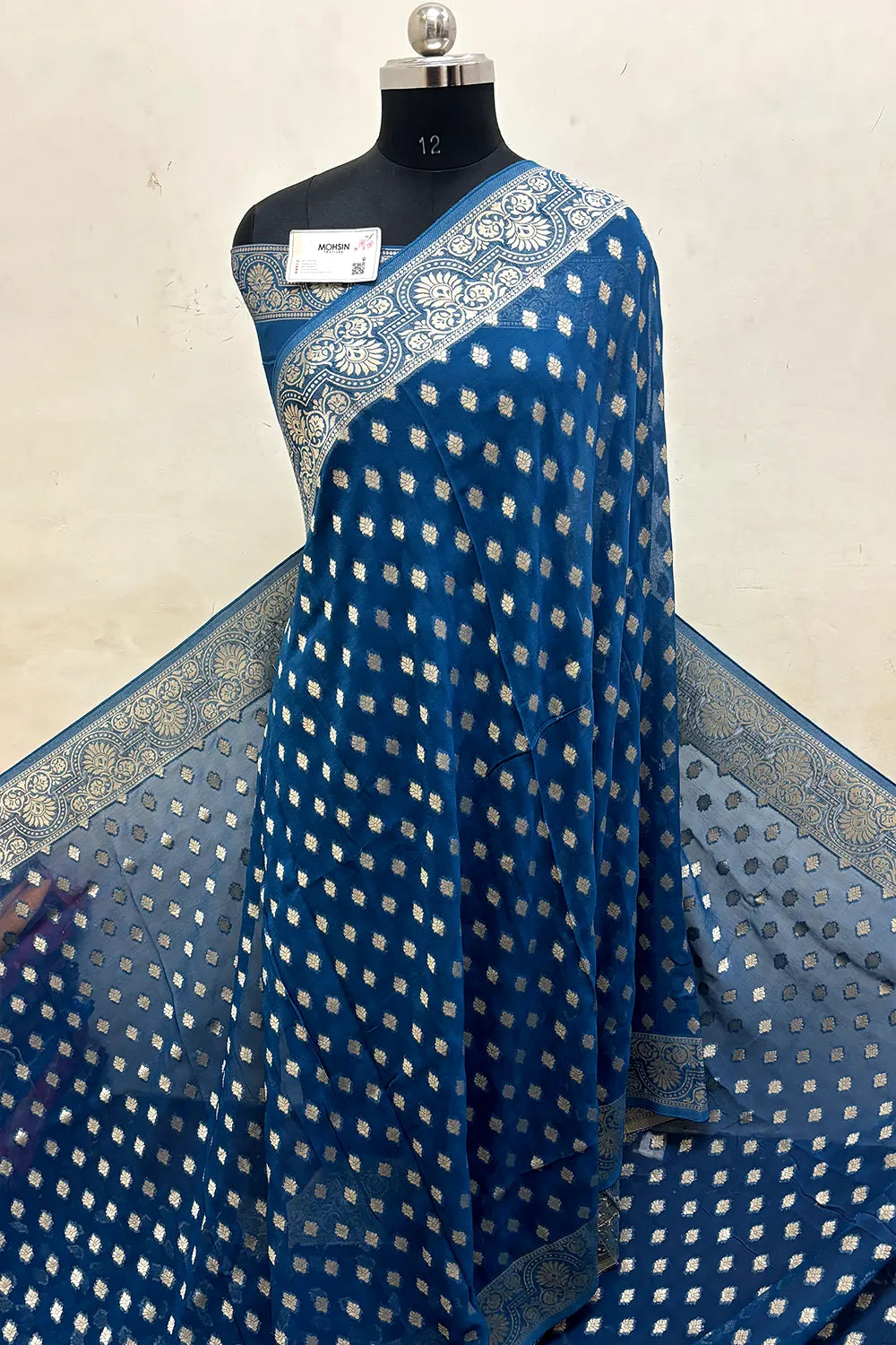 Teal Zari Viscose Georgette Silk Banarasi Saree