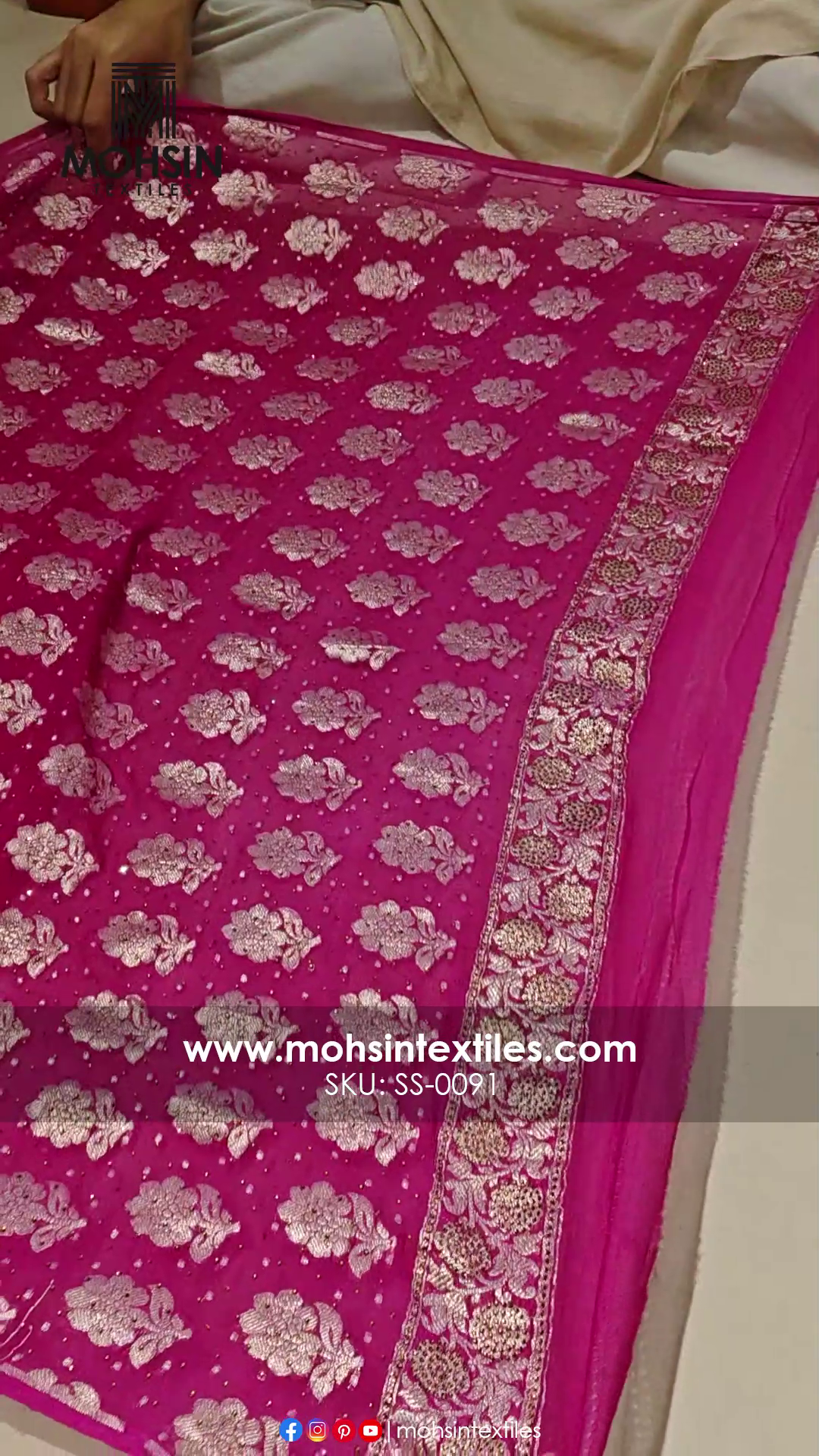 Pink and Black Sunflower Swarovski Georgette Silk Banarasi Suit