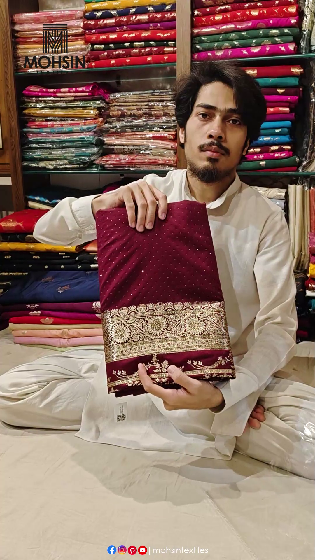 Wine Royal Plain Siroski Stone Katan Silk Banarasi Saree