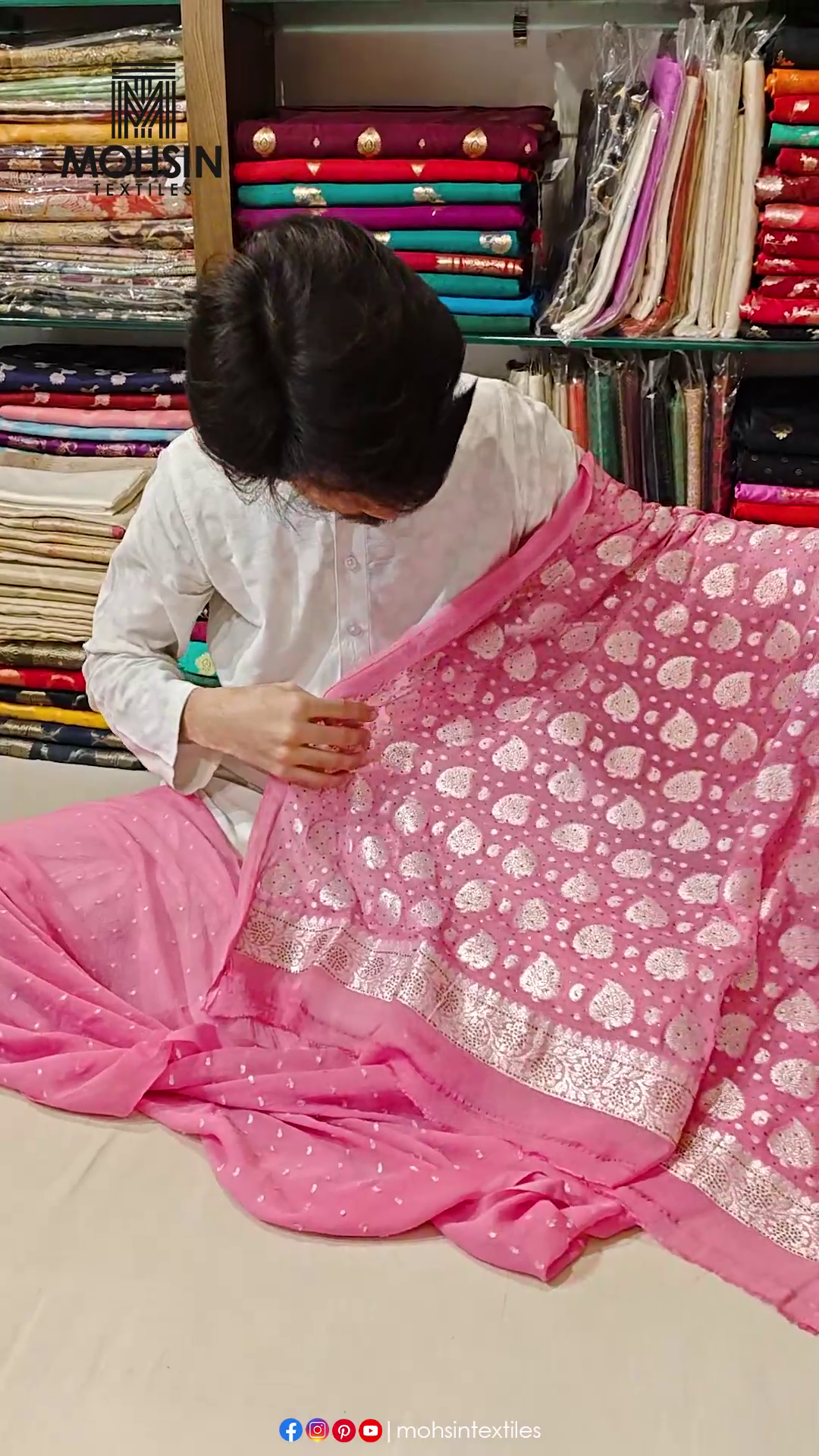 Baby Pink Patta Georgette Silk Banarasi Suit