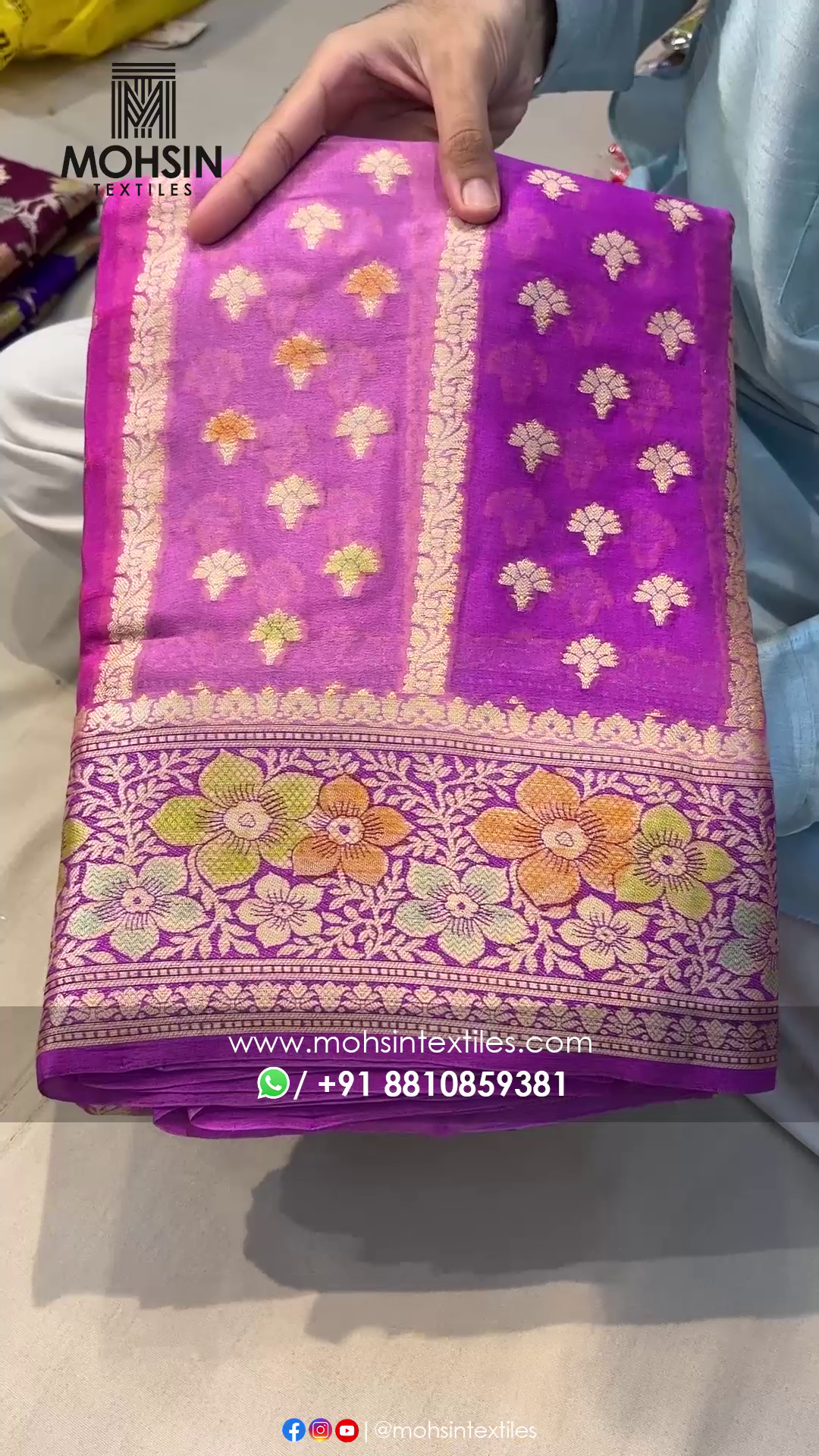 Lavender Rangkaat Pure Khaddi Georgette Silk Banarasi Saree