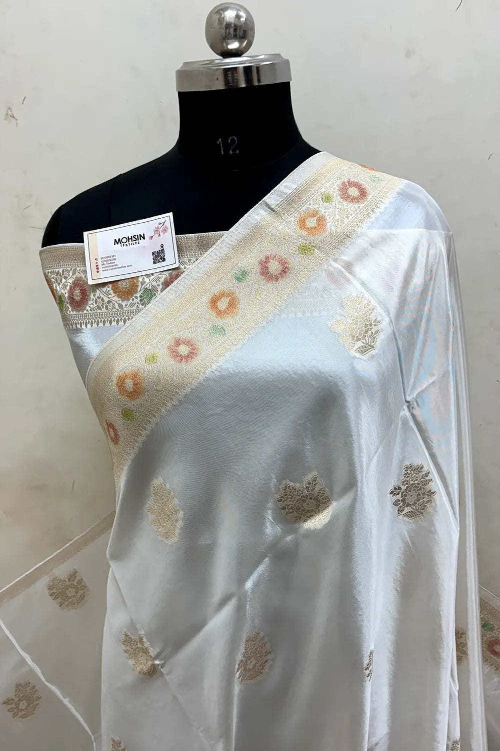 White Zari Georgette Silk Banarasi Saree