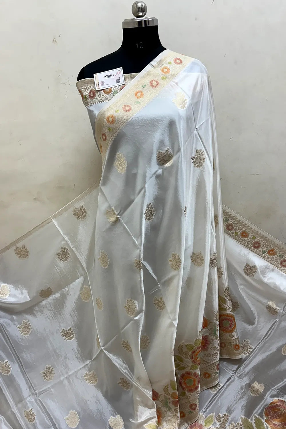 White Zari Georgette Silk Banarasi Saree