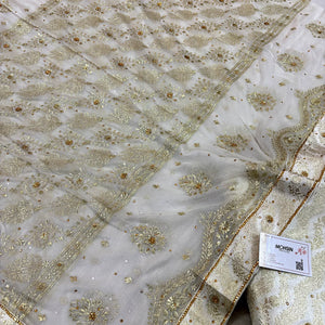 White Jharna Laher Stone Work Kimkhab Silk Banarasi Gharara