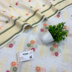 White Resham Banarasi Silk Suit