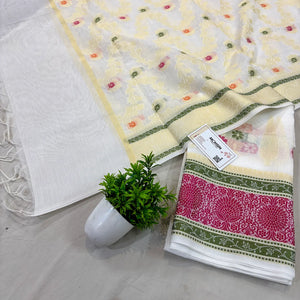 White Resham Banarasi Silk Suit