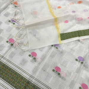 White Resham Banarasi Silk Suit