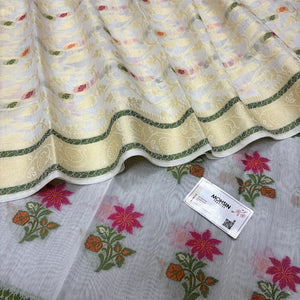 White Resham Banarasi Silk Suit