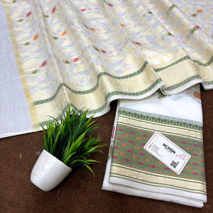 White Resham Banarasi Silk Suit