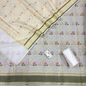 White Resham Banarasi Silk Suit