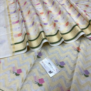 White Resham Banarasi Silk Suit