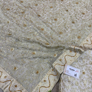 White Stone Work Kimkhab Silk Banarasi Gharara
