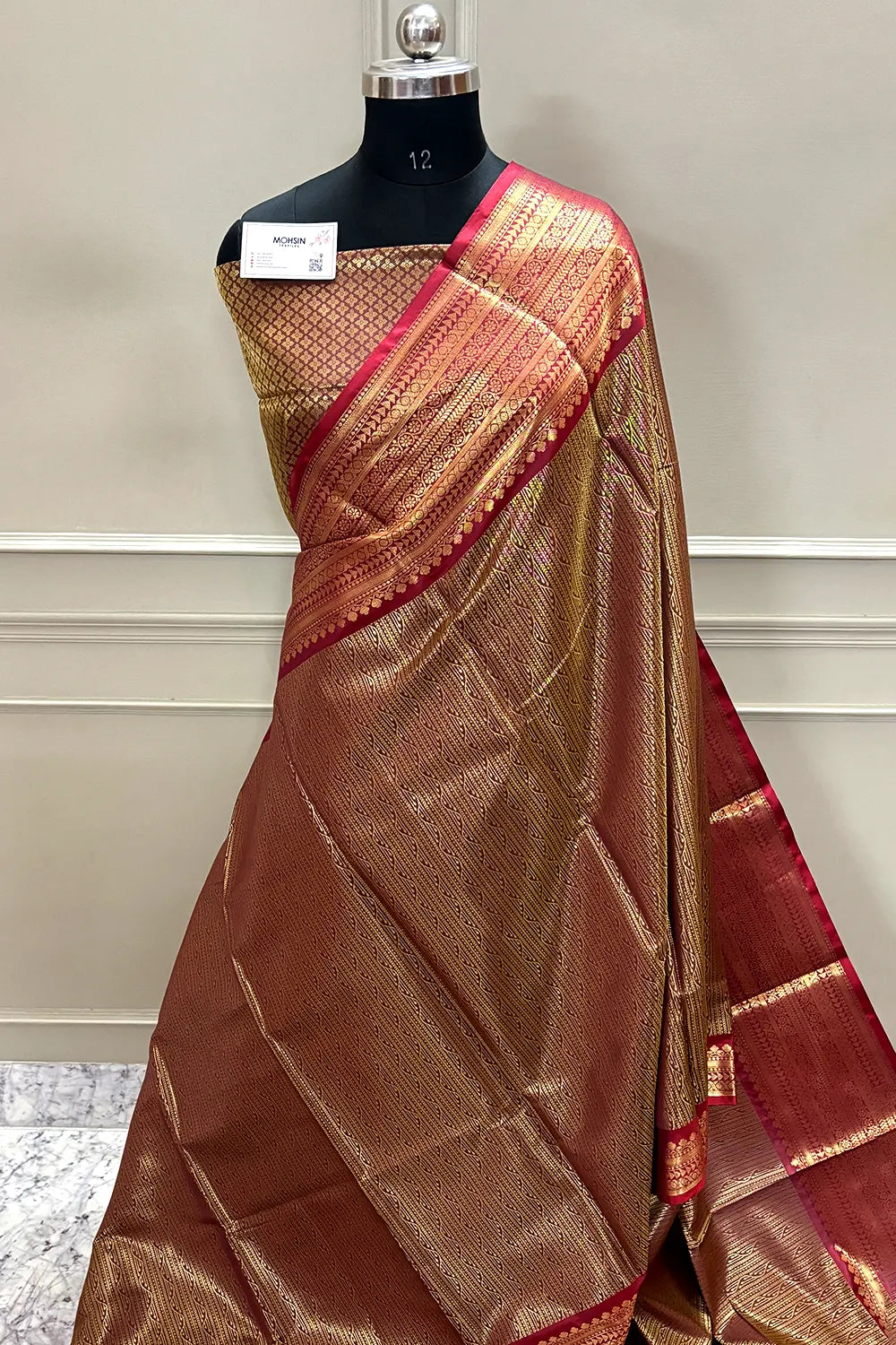 Wine and Maroon Tissue Silk Banarasi Saree