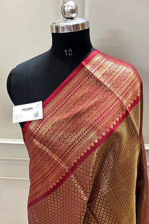 Wine and Maroon Tissue Silk Banarasi Saree