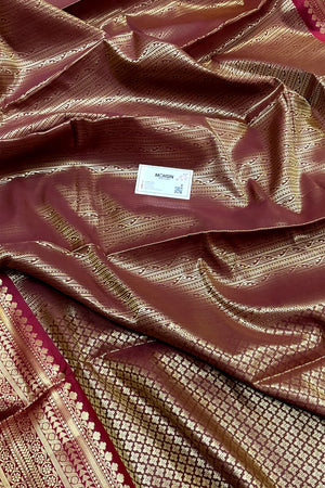 Wine and Maroon Tissue Silk Banarasi Saree