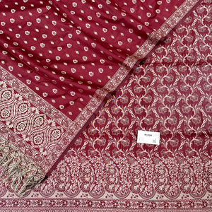 Wine Angoori Jaal Cotton Silk Banarasi Suit