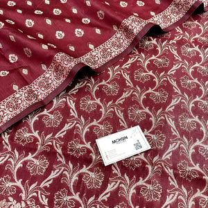 Wine Angoori Jaal Cotton Silk Banarasi Suit