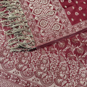 Wine Angoori Jaal Cotton Silk Banarasi Suit