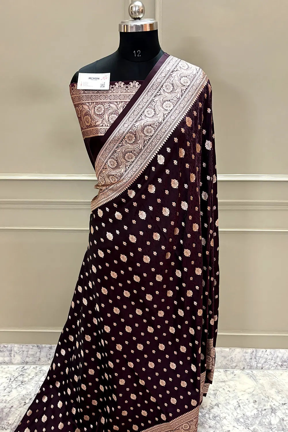Wine Chunni Munni Katan Silk Banarasi Saree