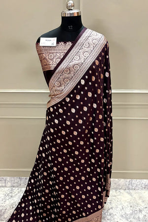 Wine Chunni Munni Katan Silk Banarasi Saree