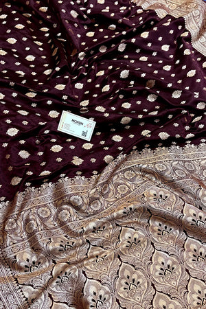 Wine Chunni Munni Katan Silk Banarasi Saree