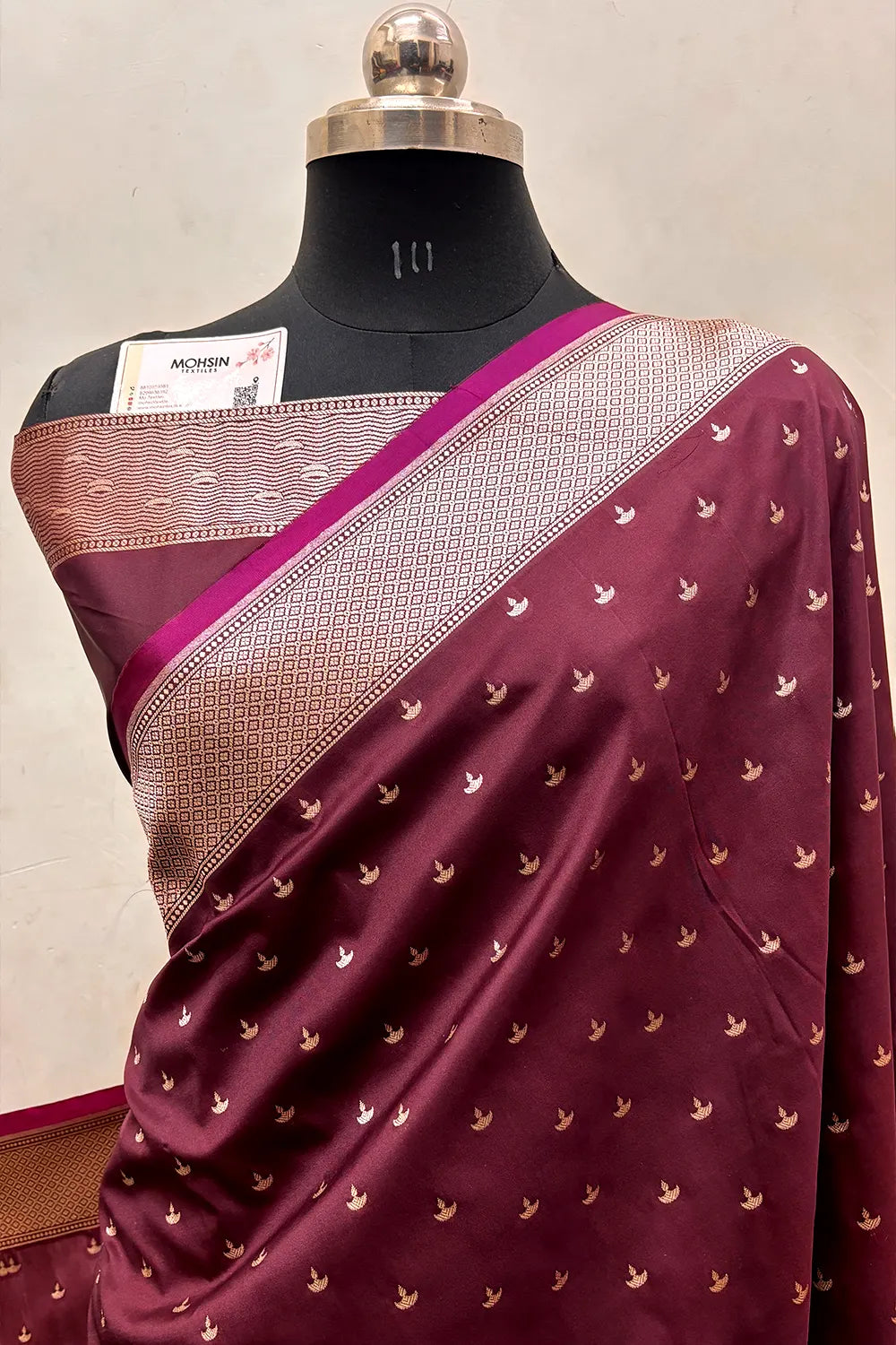 Wine Diwali Ghat Katan Silk Banarasi Saree