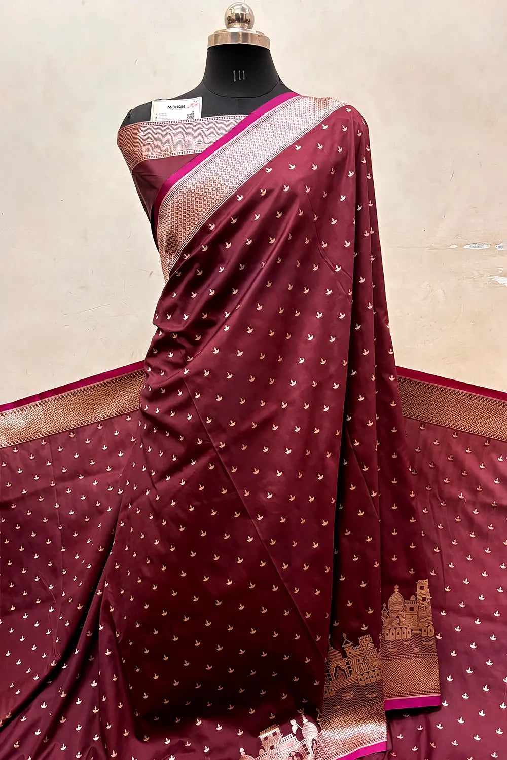 Wine Diwali Ghat Katan Silk Banarasi Saree