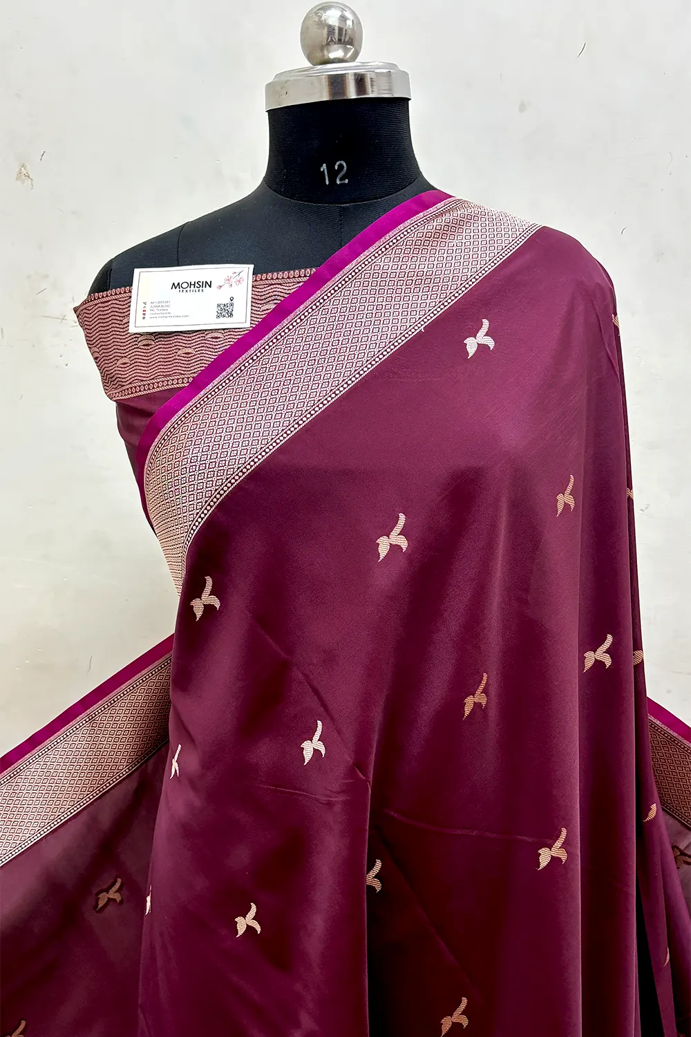 Wine Ghat Katan Silk Banarasi Saree