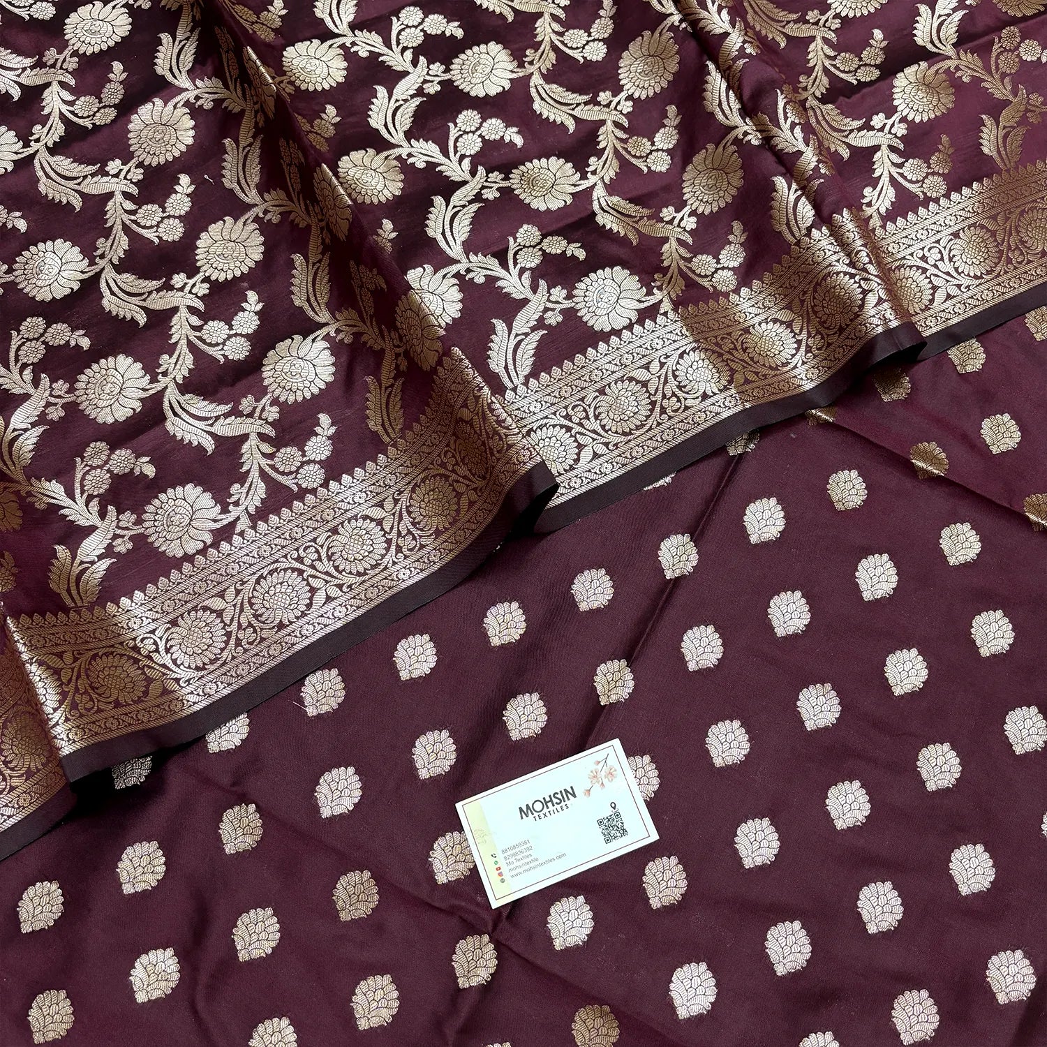 Wine Kiyari Semi Katan Silk Banarasi