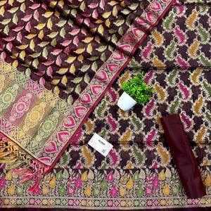 Wine Resham Banarasi Silk Suit