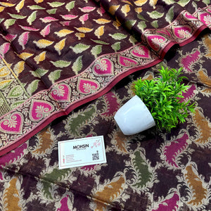 Wine Resham Banarasi Silk Suit