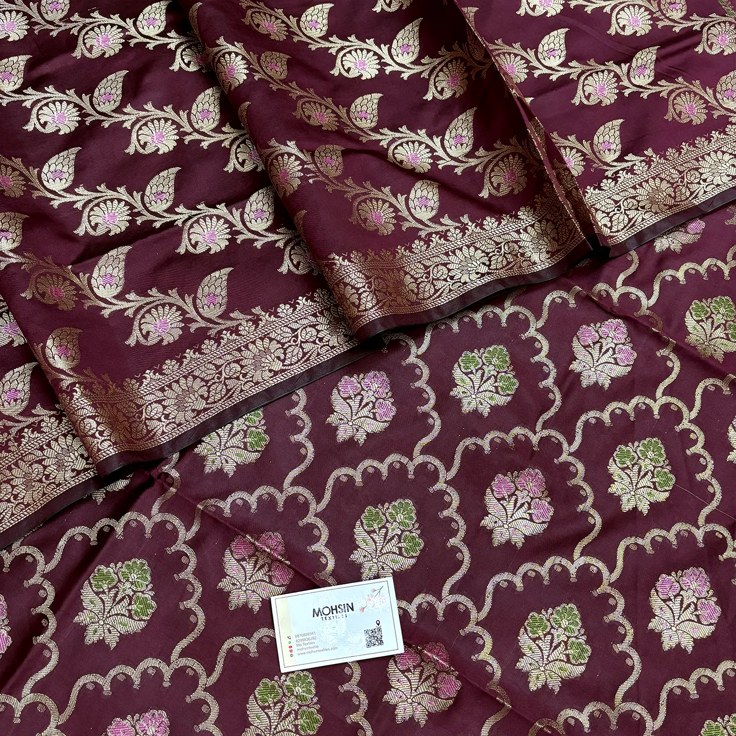 Wine Semi Katan Silk Banarasi Silk Suit